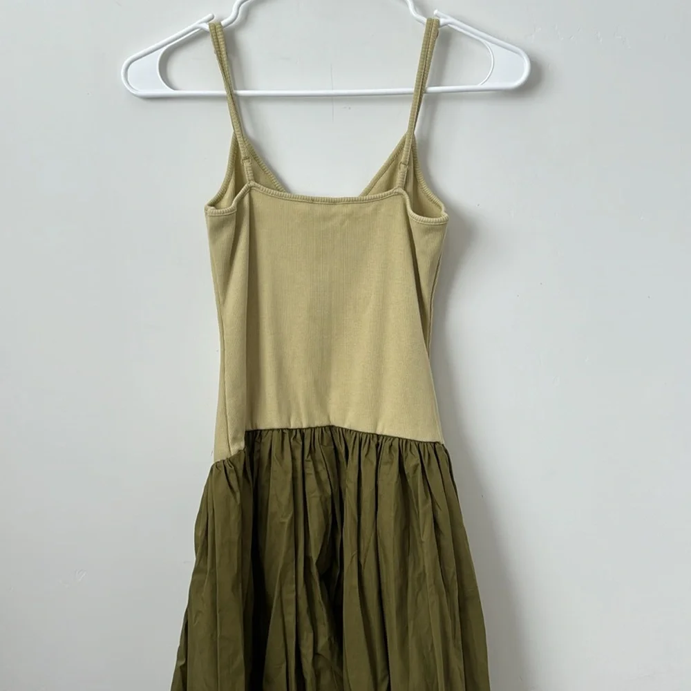 Anthropologie Maeve Sleeveless Ribbed DropWaist Poplin Twofer Midi Dress Size:XS - Picture 9 of 10
